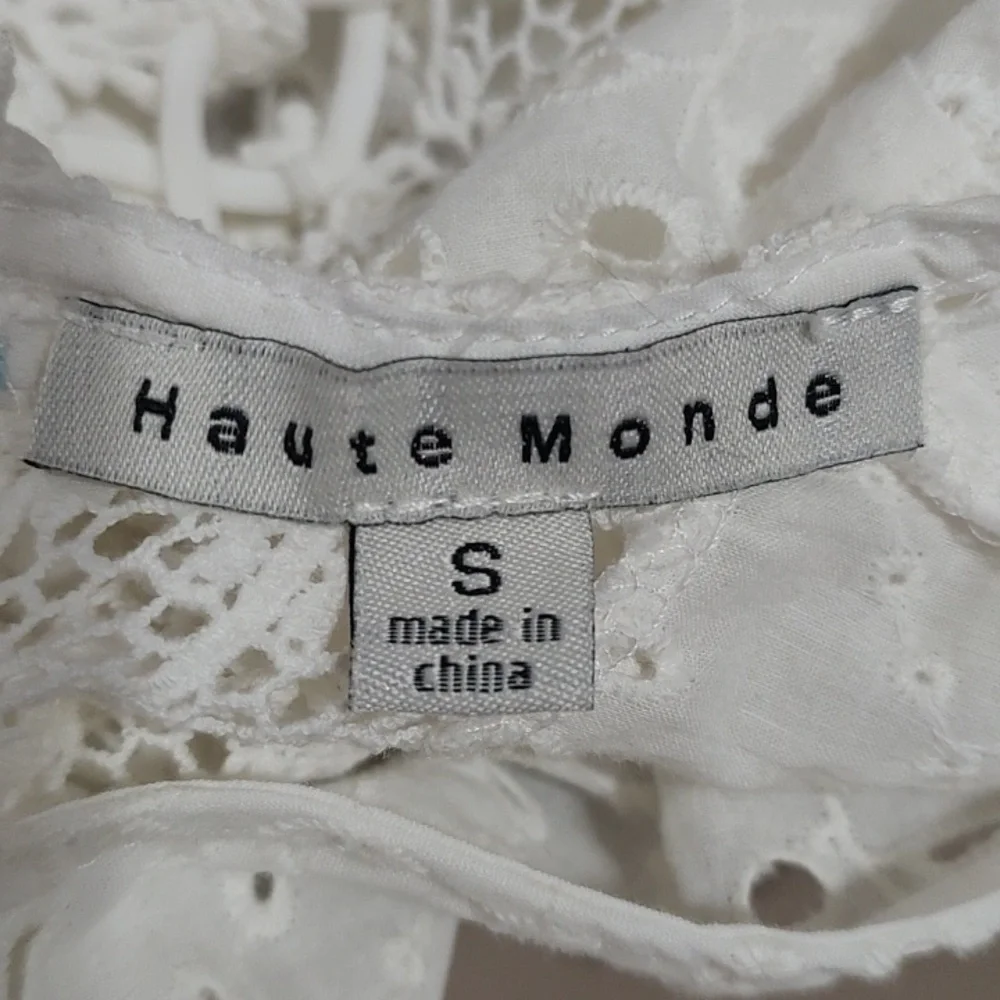 Haute Monde White Eyelet Crop Top